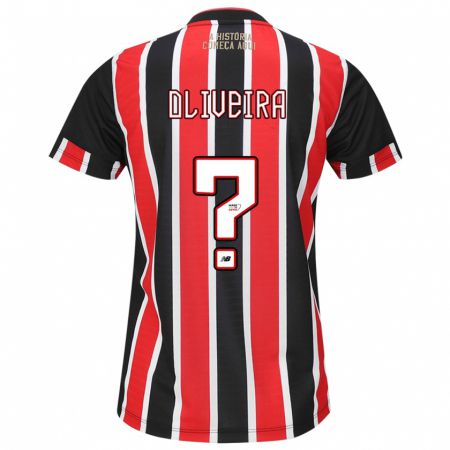 Kandiny Bambino Maglia Felipe Oliveira #0 Nero Rosso Bianco Kit Gara Away 2024/25 Maglietta