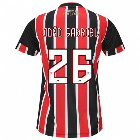 Kandiny Niño Camiseta João Gabriel #26 Negro Rojo Blanco 2ª Equipación 2024/25 La Camisa México