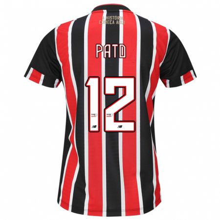 Kandiny Bambino Maglia Alexandre Pato #12 Nero Rosso Bianco Kit Gara Away 2024/25 Maglietta