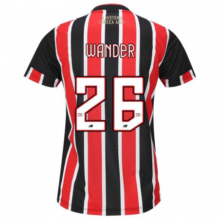 Kandiny Bambino Maglia Talles Wander #26 Nero Rosso Bianco Kit Gara Away 2024/25 Maglietta