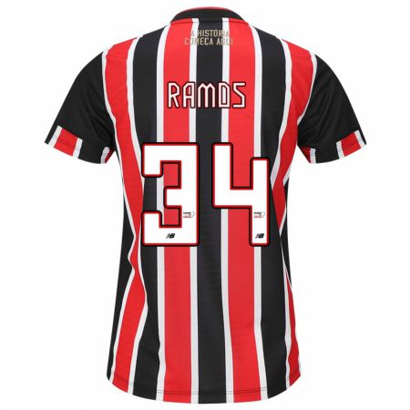 Kandiny Bambino Maglia Raí Ramos #34 Nero Rosso Bianco Kit Gara Away 2024/25 Maglietta