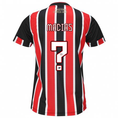 Kandiny Bambino Maglia Juan Macías #0 Nero Rosso Bianco Kit Gara Away 2024/25 Maglietta