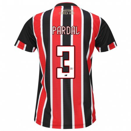 Kandiny Bambino Maglia Pardal #3 Nero Rosso Bianco Kit Gara Away 2024/25 Maglietta