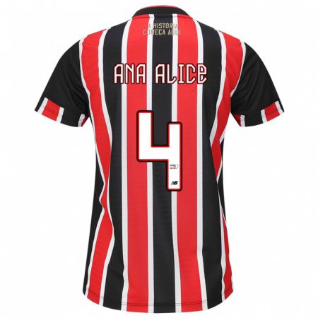 Kandiny Niño Camiseta Ana Alice Luciano Da Silva #4 Negro Rojo Blanco 2ª Equipación 2024/25 La Camisa México