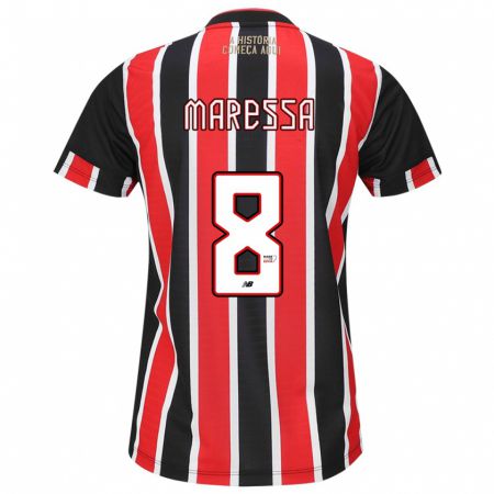 Kandiny Bambino Maglia Maressa #8 Nero Rosso Bianco Kit Gara Away 2024/25 Maglietta