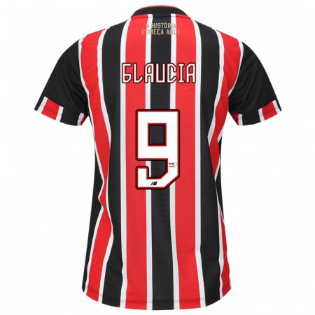 Kandiny Bambino Maglia Glaucia #9 Nero Rosso Bianco Kit Gara Away 2024/25 Maglietta