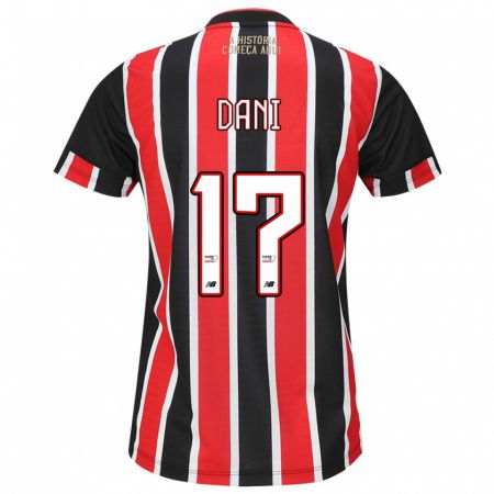 Kandiny Bambino Maglia Dani #17 Nero Rosso Bianco Kit Gara Away 2024/25 Maglietta