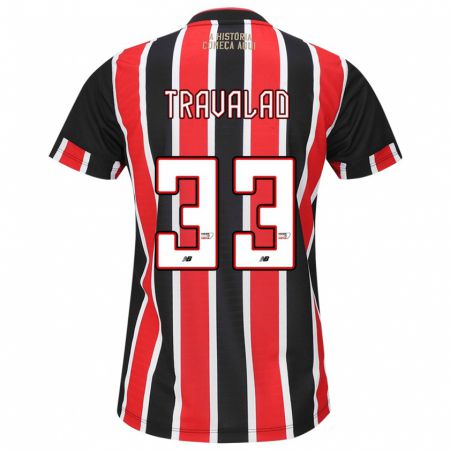 Kandiny Bambino Maglia Rafa Travalão #33 Nero Rosso Bianco Kit Gara Away 2024/25 Maglietta