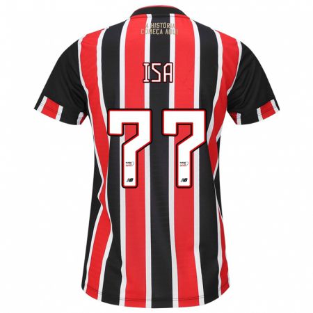 Kandiny Bambino Maglia Isa #77 Nero Rosso Bianco Kit Gara Away 2024/25 Maglietta