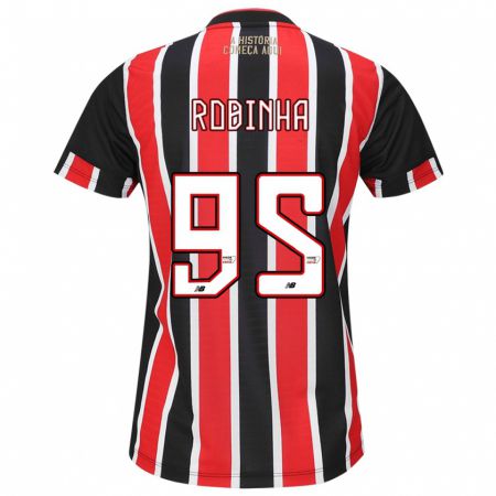 Kandiny Bambino Maglia Robinha #95 Nero Rosso Bianco Kit Gara Away 2024/25 Maglietta