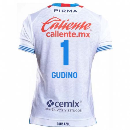 Kandiny Niño Camiseta Andrés Gudiño #1 Blanco Azul 2ª Equipación 2024/25 La Camisa