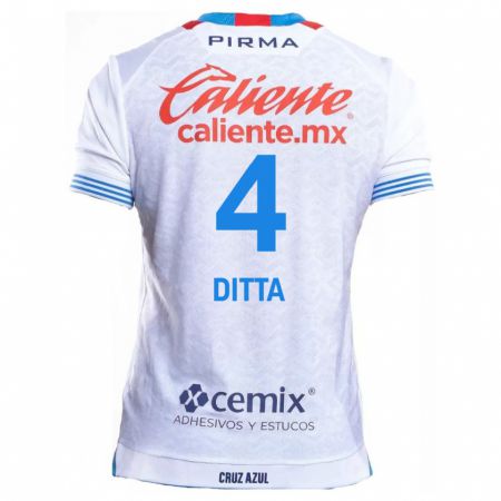 Kandiny Niño Camiseta Willer Ditta #4 Blanco Azul 2ª Equipación 2024/25 La Camisa