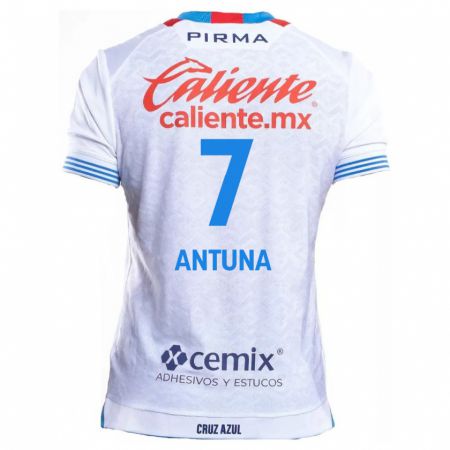 Kandiny Bambino Maglia Uriel Antuna #7 Bianco Blu Kit Gara Away 2024/25 Maglietta