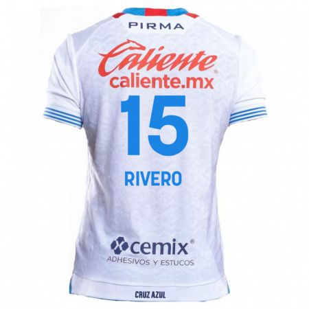 Kandiny Bambino Maglia Ignacio Rivero #15 Bianco Blu Kit Gara Away 2024/25 Maglietta