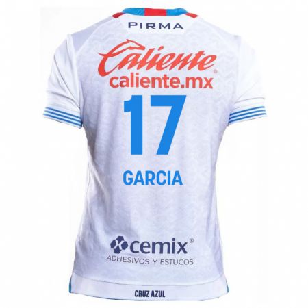 Kandiny Kinderen Amaury García #17 Wit Blauw Uitshirt Uittenue 2024/25 T-Shirt