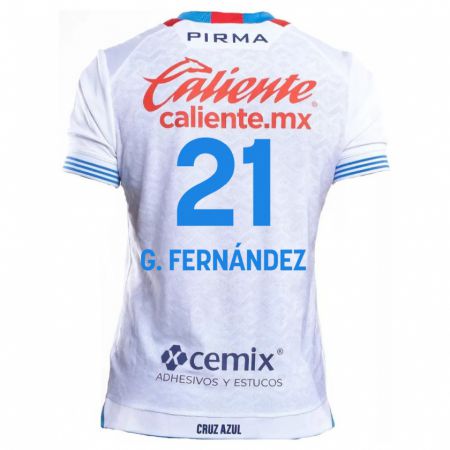 Kandiny Bambino Maglia Gabriel Fernández #21 Bianco Blu Kit Gara Away 2024/25 Maglietta