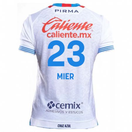 Kandiny Niño Camiseta Kevin Mier #23 Blanco Azul 2ª Equipación 2024/25 La Camisa