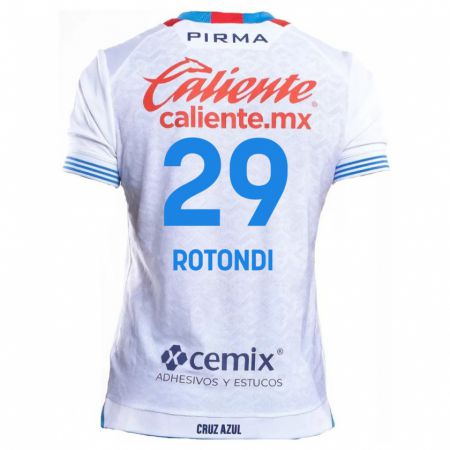 Kandiny Bambino Maglia Carlos Rotondi #29 Bianco Blu Kit Gara Away 2024/25 Maglietta