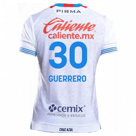 Kandiny Bambino Maglia Rafael Guerrero #30 Bianco Blu Kit Gara Away 2024/25 Maglietta