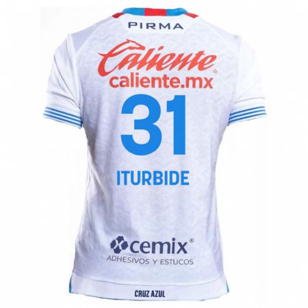 Kandiny Bambino Maglia Luis Iturbide #31 Bianco Blu Kit Gara Away 2024/25 Maglietta