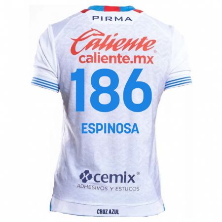 Kandiny Bambino Maglia Brandón Espinosa #186 Bianco Blu Kit Gara Away 2024/25 Maglietta