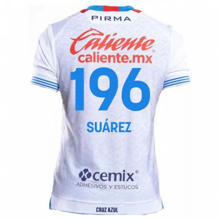 Kandiny Niño Camiseta Javier Suárez #196 Blanco Azul 2ª Equipación 2024/25 La Camisa