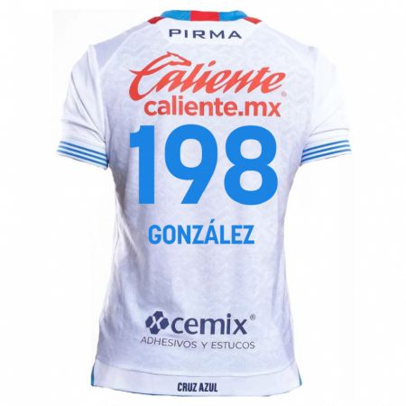 Kandiny Bambino Maglia Kenneth González #198 Bianco Blu Kit Gara Away 2024/25 Maglietta