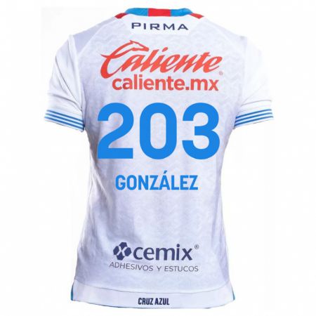 Kandiny Bambino Maglia Rogelio González #203 Bianco Blu Kit Gara Away 2024/25 Maglietta