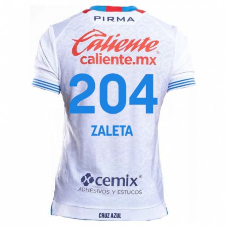 Kandiny Niño Camiseta Mauro Zaleta #204 Blanco Azul 2ª Equipación 2024/25 La Camisa México