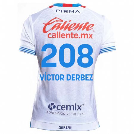 Kandiny Bambino Maglia Louis Víctor Derbez #208 Bianco Blu Kit Gara Away 2024/25 Maglietta