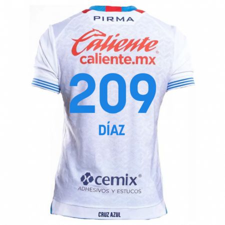 Kandiny Bambino Maglia Josué Díaz #209 Bianco Blu Kit Gara Away 2024/25 Maglietta