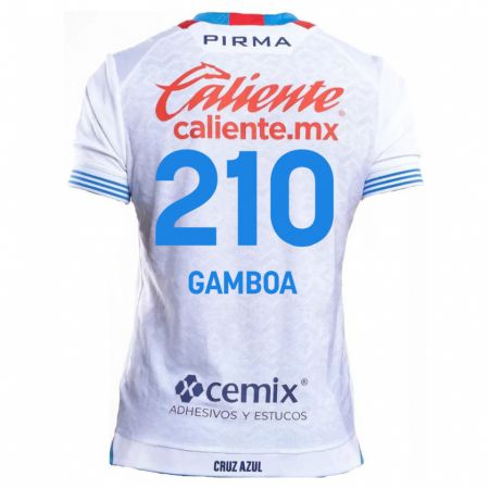 Kandiny Niño Camiseta Bryan Gamboa #210 Blanco Azul 2ª Equipación 2024/25 La Camisa México