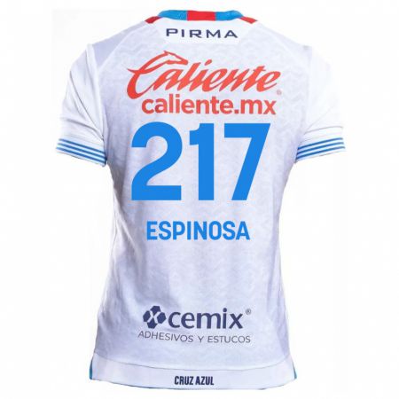 Kandiny Bambino Maglia Samuel Espinosa #217 Bianco Blu Kit Gara Away 2024/25 Maglietta