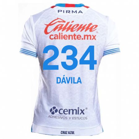 Kandiny Niño Camiseta Emilio Dávila #234 Blanco Azul 2ª Equipación 2024/25 La Camisa