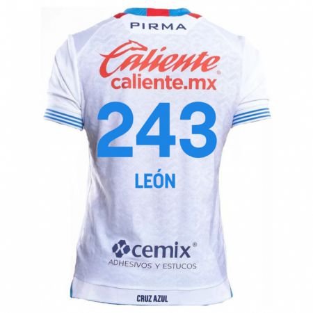 Kandiny Niño Camiseta Cristhian León #243 Blanco Azul 2ª Equipación 2024/25 La Camisa México