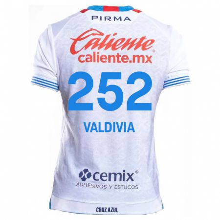 Kandiny Niño Camiseta Christian Valdivia #252 Blanco Azul 2ª Equipación 2024/25 La Camisa