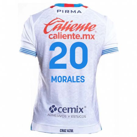 Kandiny Bambino Maglia Iván Morales #20 Bianco Blu Kit Gara Away 2024/25 Maglietta