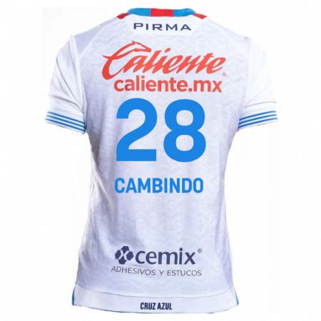 Kandiny Bambino Maglia Diber Cambindo #28 Bianco Blu Kit Gara Away 2024/25 Maglietta