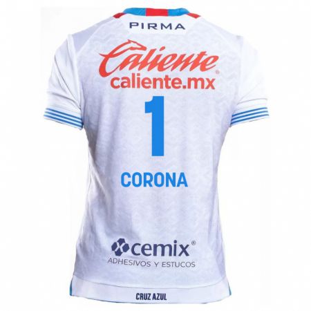 Kandiny Bambino Maglia Jose De Jesus Corona #1 Bianco Blu Kit Gara Away 2024/25 Maglietta