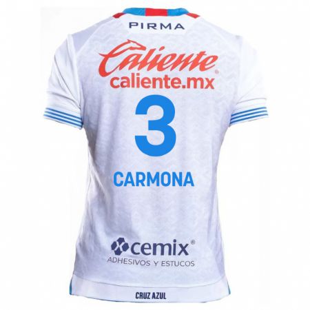 Kandiny Bambino Maglia Edith Carmona #3 Bianco Blu Kit Gara Away 2024/25 Maglietta