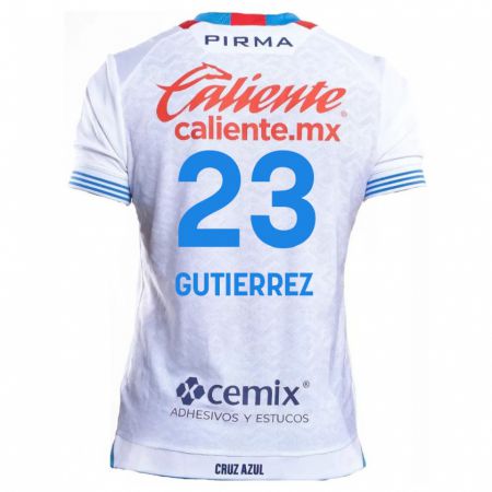 Kandiny Niño Camiseta Ivonne Gutierrez #23 Blanco Azul 2ª Equipación 2024/25 La Camisa México