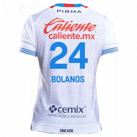 Kandiny Bambino Maglia Jatziry Bolanos #24 Bianco Blu Kit Gara Away 2024/25 Maglietta