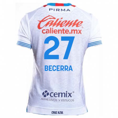 Kandiny Bambino Maglia Ana Becerra #27 Bianco Blu Kit Gara Away 2024/25 Maglietta