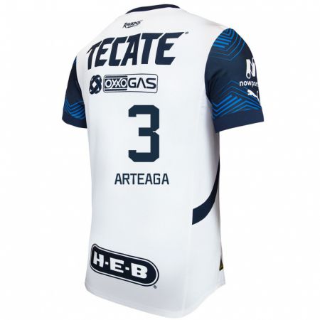 Kandiny Niño Camiseta Gerardo Arteaga #3 Blanco Azul 2ª Equipación 2024/25 La Camisa México