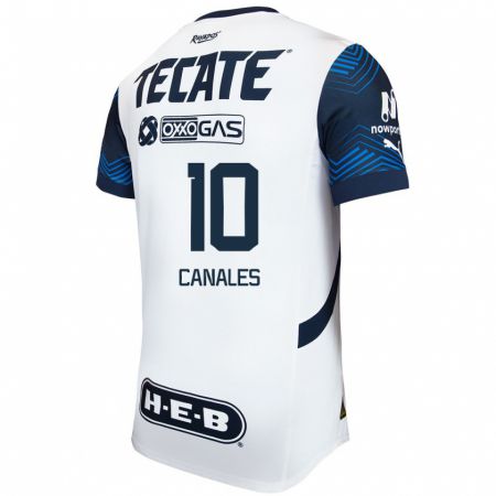 Kandiny Niño Camiseta Sergio Canales #10 Blanco Azul 2ª Equipación 2024/25 La Camisa México