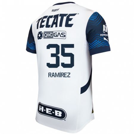 Kandiny Niño Camiseta Pedro Ramírez #35 Blanco Azul 2ª Equipación 2024/25 La Camisa México