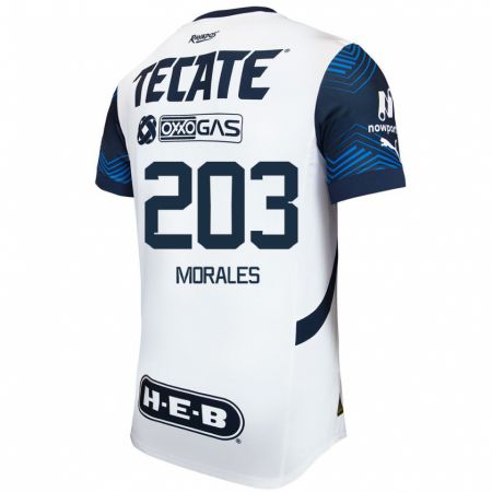 Kandiny Niño Camiseta Alejandro Morales #203 Blanco Azul 2ª Equipación 2024/25 La Camisa México