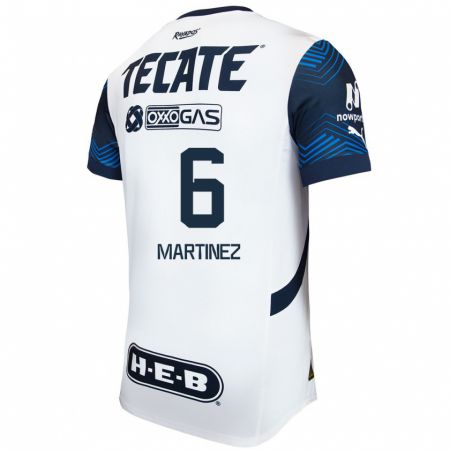 Kandiny Niño Camiseta Alejandra Martinez #6 Blanco Azul 2ª Equipación 2024/25 La Camisa México