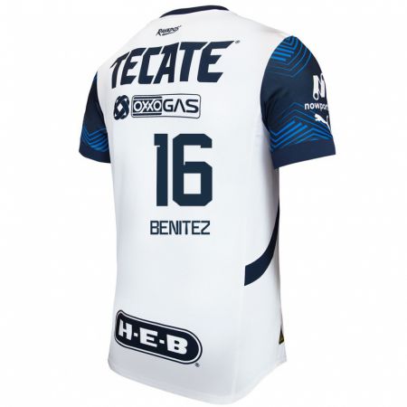 Kandiny Niño Camiseta Xanic Benitez #16 Blanco Azul 2ª Equipación 2024/25 La Camisa