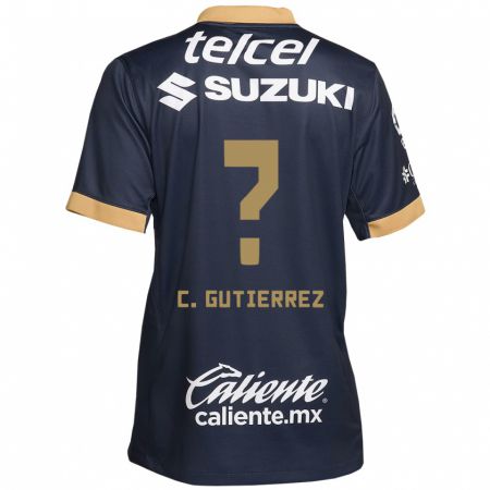 Kandiny Bambino Maglia Carlos Gutiérrez #0 Ossidiana Oro Bianco Kit Gara Away 2024/25 Maglietta